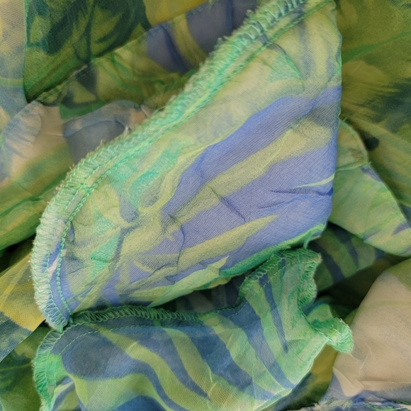 Jessica London Dress + Blouse Twinnie Set 22 Green Hawaiian Tropical Linen Blend - Picture 10 of 13